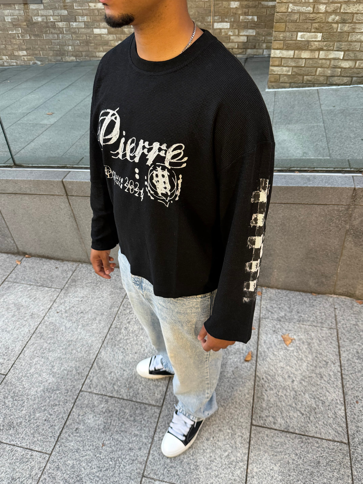 Textured Waffle Knit Long Sleeve - Black Edition