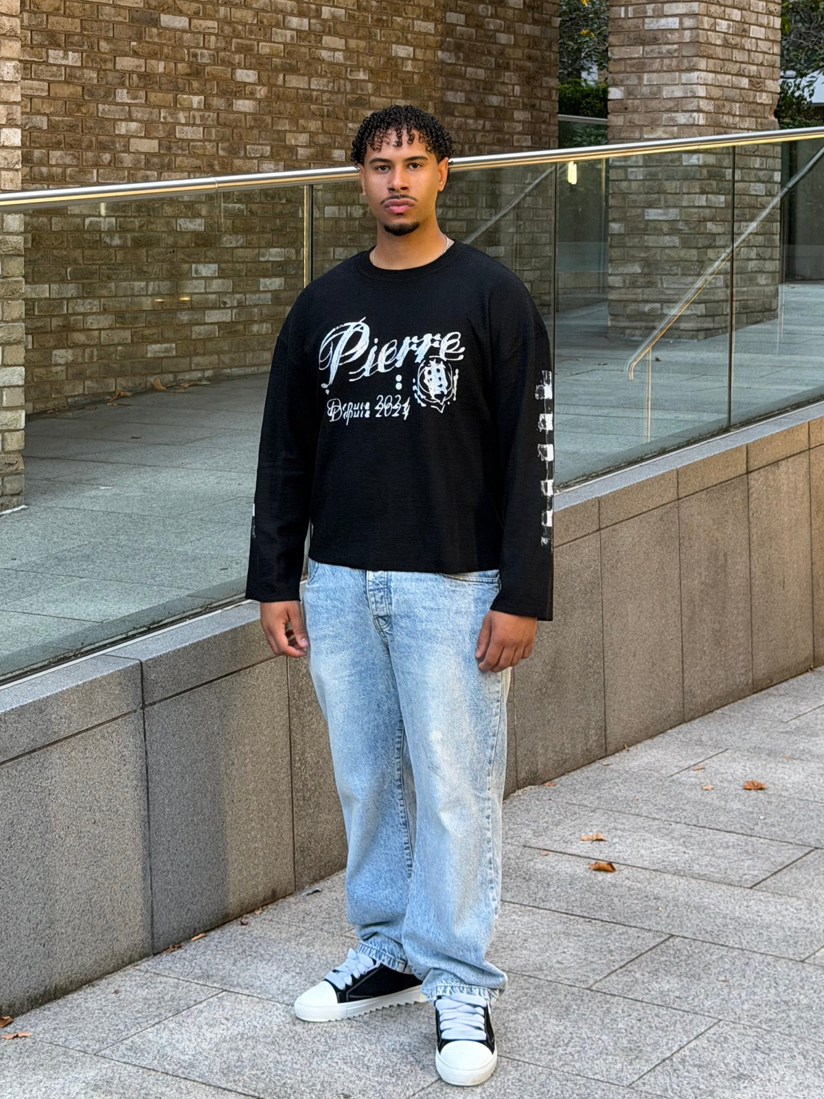 Textured Waffle Knit Long Sleeve - Black Edition