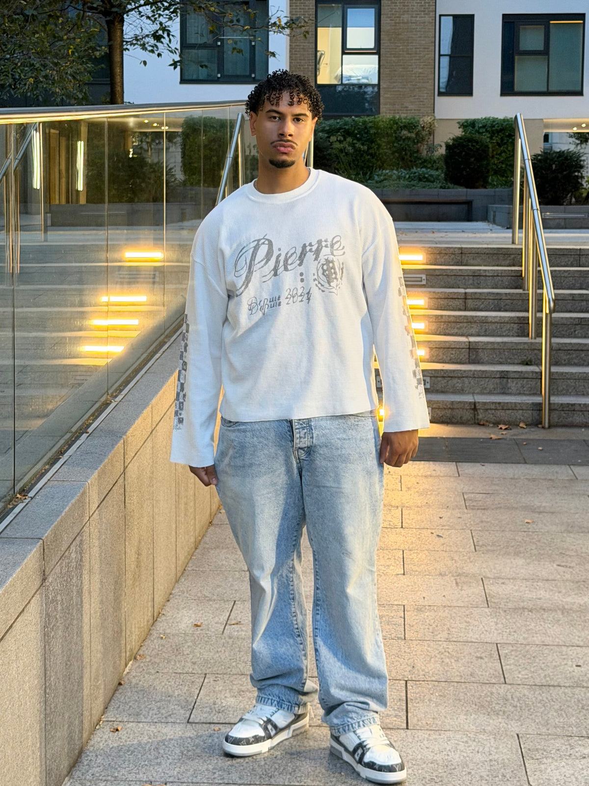 Textured Waffle Knit Long Sleeve - White Edition