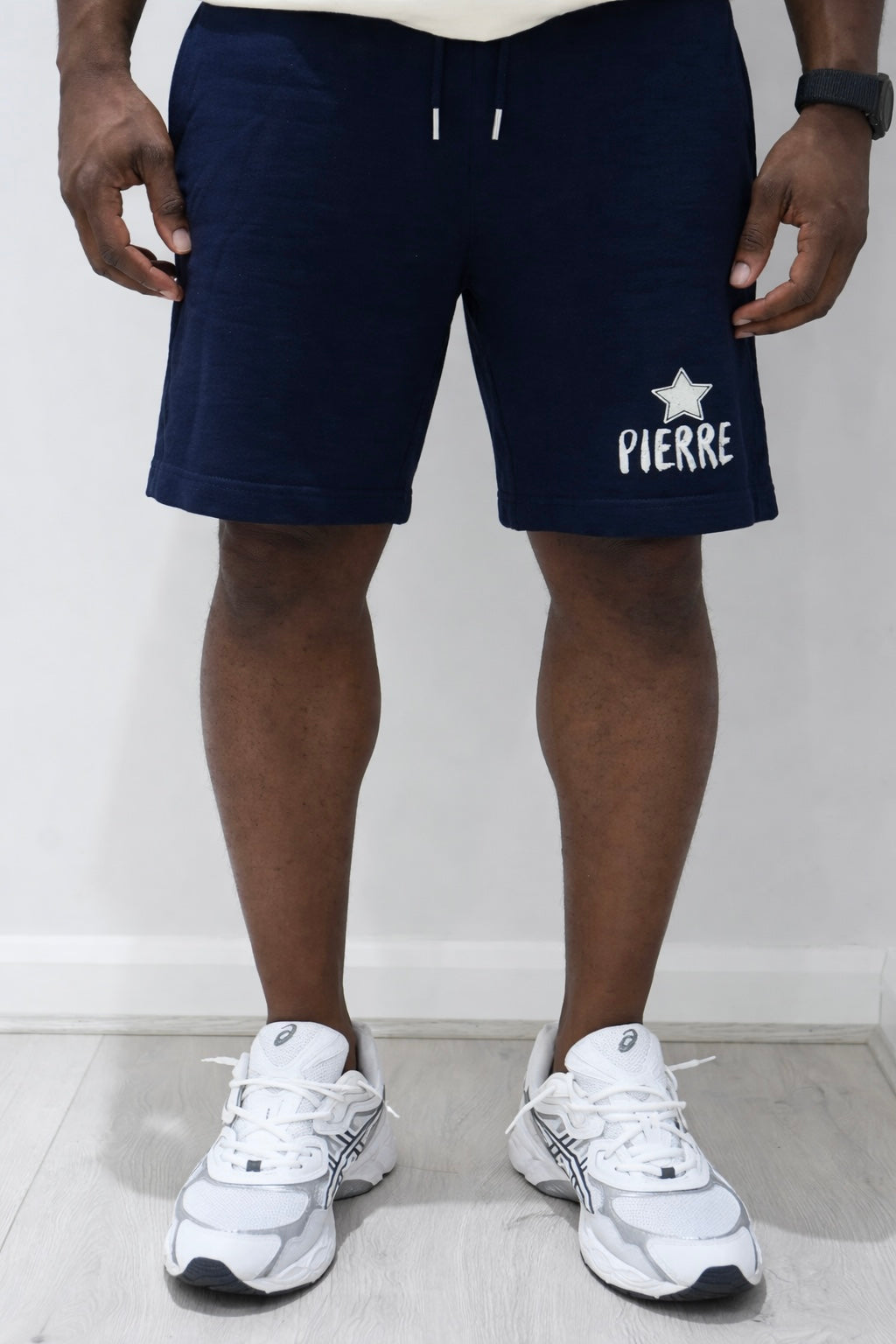 Distressed Graphic Shorts - Navy