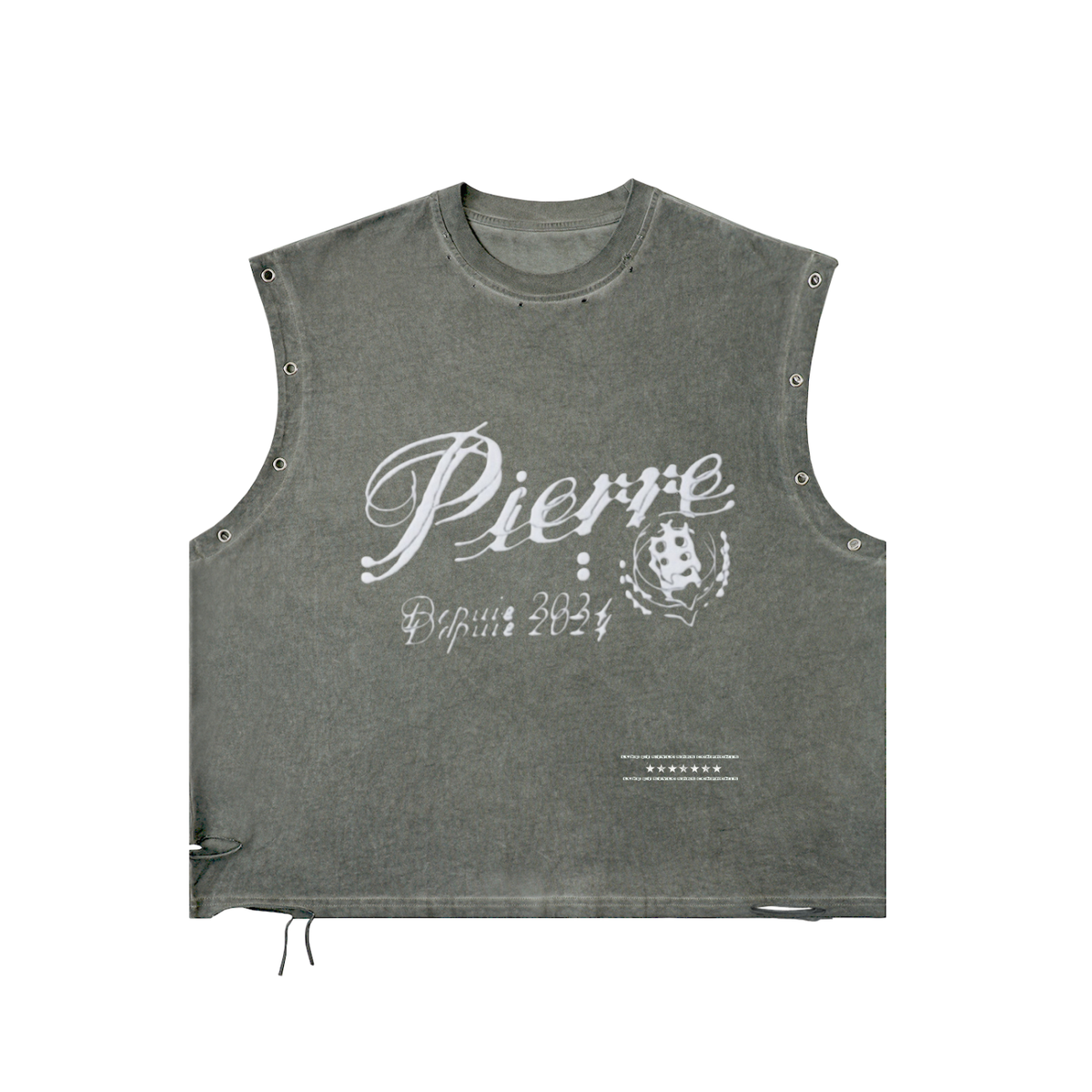 'Le Mirage' Washed Olive Sleeveless Tee