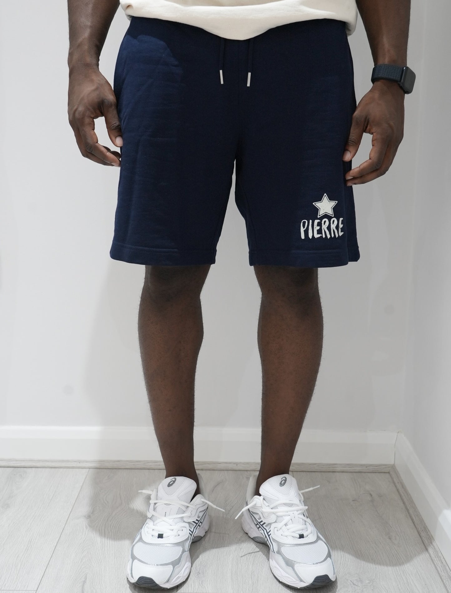 Pierre Distressed Graphic Shorts - Navy